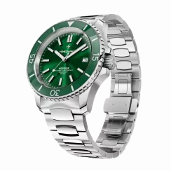 Srebrny męski zegarek Venezianico ze stalowym paskiem Nereide 3321501C Green 42MM Automatic