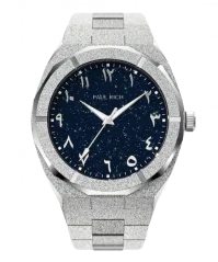 Stříbrné pánské hodinky Paul Rich s ocelovým páskem Frosted Star Dust Arabic Edition - Silver Oasis 45MM