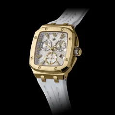 Złoty zegarek męski Ralph Christian z gumką The Spectre Chrono - Polar Dawn 44 MM