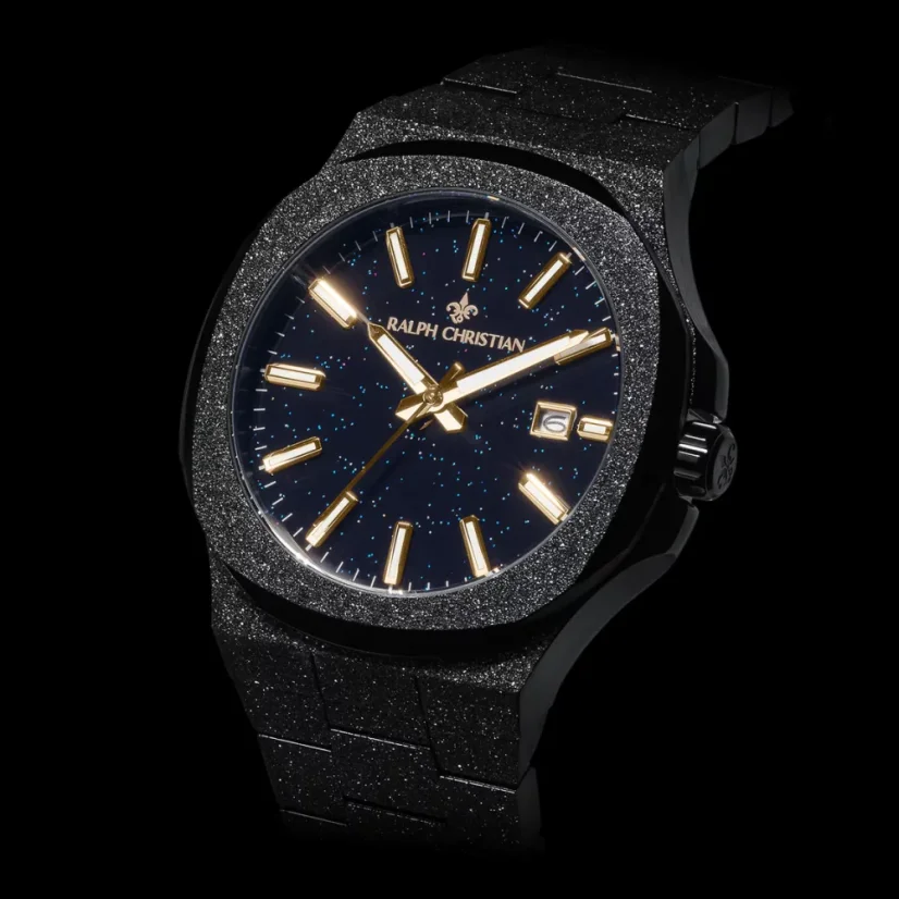 Men's black Ralph Christian Watch with a steel strap The Frosted