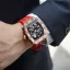 Stříbrné pánské hodinky Tsar Bomba Watch s gumovým páskem TB8209D - Silver / Red Automatic 43,5MM
