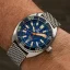 Montre Oceancrawler Watches pour homme en argent avec bracelet en acier Core Diver - Lapis Lazuli Edition 44MM