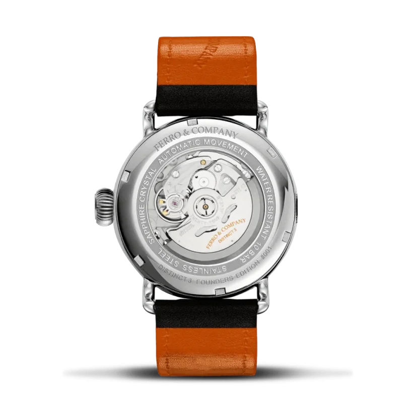 Zilveren herenhorloge van Ferro & Company met leren band Distinct 3 GLF 42MM Automatic