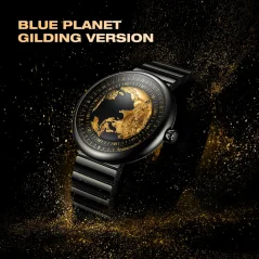 Černé pánské hodinky CIGA Design s ocelovým páskem U Blue Planet - Gilding Version 46MM Automatic