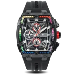 Černé pánské hodinky Ralph Christian s gumovým páskem The Polaris Chrono Ice - Aurora Prism 42,5MM