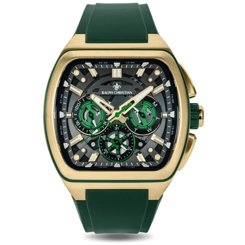Zlaté pánské hodinky Ralph Christian s gumovým páskem The Vector Sport - Gilded Grove 47MM