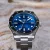 Męski srebrny zegarek Henryarcher Watches ze stalowym paskiem Nordsø - Horizon Blue Trinity Grey 40MM Automatic