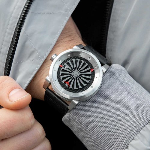 Srebrny męski zegarek Zinvo z paskiem z prawdziwej skóry Blade - Silver 44MM