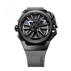 Čierne pánske hodinky Mazzucato s gumovým pásikom Rim Sport Black / Grey - 48MM Automatic