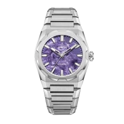 Men's silver Aisiondesign Watch with steel strap HANG Crafts - Charoite Dial 40MM Automatic