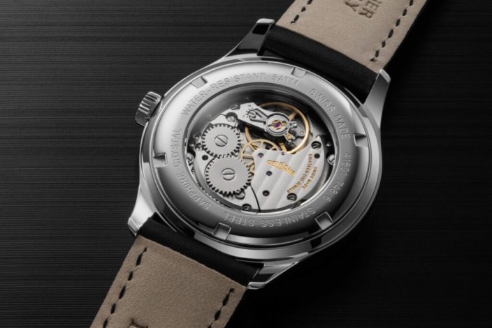 Orologio da uomo Delbana Watches in colore argento con cinturino in pelle Recordmaster Mechanical Black / Black 40MM