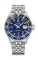 Zilverkleurig herenhorloge van Delma Watches met stalen riem band Santiago GMT Meridian Silver / Blue 43MM Automatic
