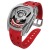 Stříbrné pánské hodinky Tsar Bomba Watch s gumovým páskem TB8213 - Silver / Red Automatic 44MM