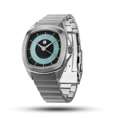 Montre Ferro & Company pour hommes en argent avec bracelet en acier TIME MASTER 70 BLEU 39MM
