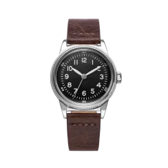 Men's silver Praesiduswatch with leather strap A-11 Type 44 White 38MM