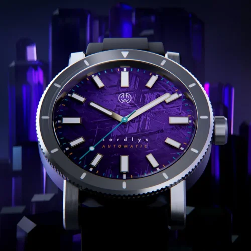 Reloj Henryarcher Watches plata para hombre con goma Nordlys - Meteorite Neon Astra 42MM Automatic