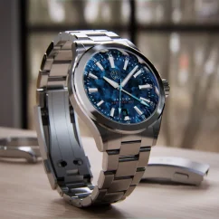 Stříbrné pánské hodinky Henryarcher Watches s ocelovým páskem Verden GMT - Artemis Blue Titanium 39MM Automatic