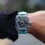 Stříbrné pánské hodinky Ralph Christian s gumovým páskem The Ghost - Aqua Blue Automatic 43MM