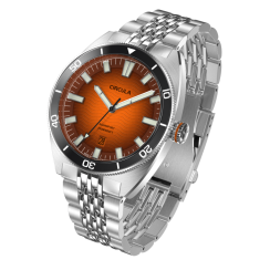 Herrenuhr aus Silber Circula Watches mit Stahlband AquaSport II - Orange 40MM Automatic