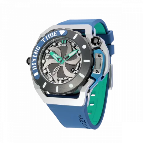 Men's Mazzucato black watch with rubber strap RIM Scuba Black / Blue - 48MM Automatic