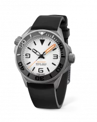 Męski srebrny zegarek Undone Watches z gumowym paskiem AquaLume Black 43MM Automatic