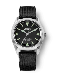 Strieborné pánske hodinky Nivada Grenchen s gumovým opaskom Super Antarctic 32026A01 38MM Automatic