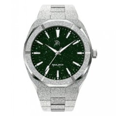 Men's silver Paul Rich watch with steel strap Frosted Star Dust - Green Silver 42MM
