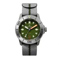 Men's silver Draken watch with steel strap Tugela – Steel Green 42MM