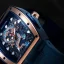 Zlaté pánske hodinky Nsquare s gumovým opaskom Dragon Overloed Gold / Blue 44MM Automatic