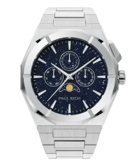 Reloj Paul Rich plateado para hombre con correa de acero Star Dust II Moonphase - Silver 43MM
