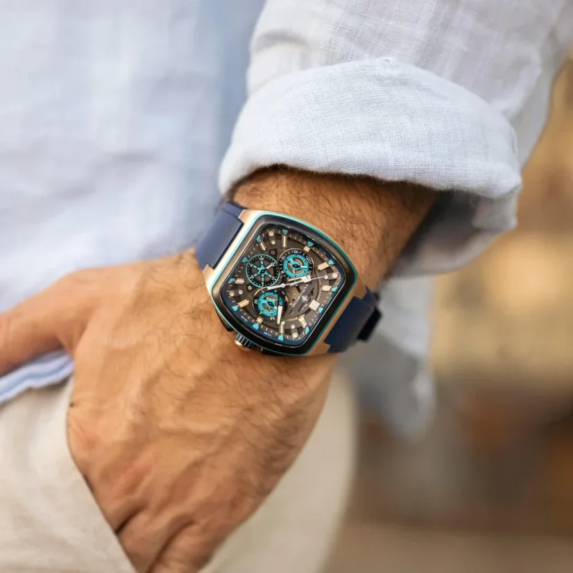 Černé pánské hodinky Ralph Christian s gumovým páskem The Vector Sport - Atlantic Pulse 47MM
