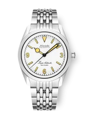 Men's silver Nivada Grenchen watch with steel strap Super Antarctic White 3.6.9 Cream 32066A04 38MM Automatic