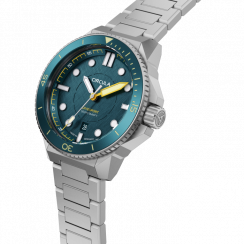 Stříbrné pánské hodinky Circula s ocelovým páskem DiveSport Titan - Petrol / Petrol Aluminium 42MM Automatic