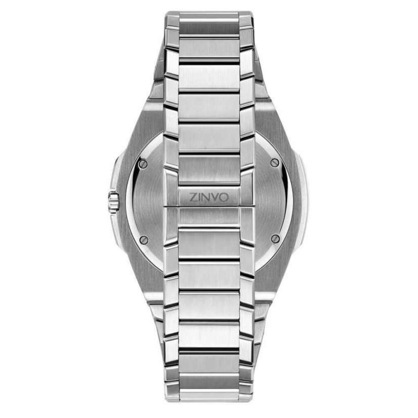 Silberne Zinvo Watches Herrenuhren mit Stahlband Rival - Oasis Silver 44MM