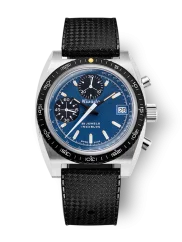 Stříbrné pánské hodinky Nivada Grenchen s gumovým páskem CHRONOSPORT Blue 77003A01 38MM Automatic