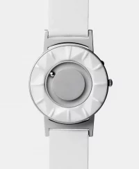 Men's silver Eone watch with leather strap Bradley Element White - Silver 40MM