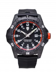Reloj ProTek Watches negro de hombre con banda de goma Dive Series 1004 42MM