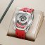 Srebrny zegarek męski Tsar Bomba Watch z gumką TB8213 - Silver / Red Automatic 44MM