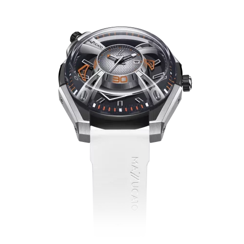 Relógio masculino de prata Mazzucato com bracelete de borracha LAX Dual Time White - 48MM Automatic