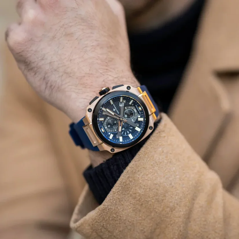 Men's black Ralph Christian watch with a rubber band The Titan Chrono Admiral Blue 45,5MM