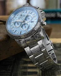 Miesten hopeinen Louis XVI -kello teräshihnalla Palais Royale With Diamond 1823 - Silver 43MM