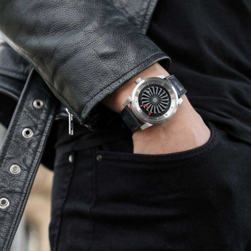 Srebrni muški Zinvo satovi s remenom od prave kože Blade - Silver 44MM