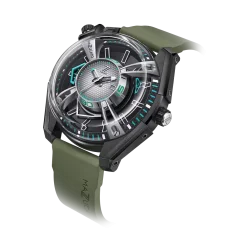 Herrenuhr Mazzucato in Schwarz mit Kautschukarmband LAX Dual Time Black / Green - 48MM Automatic