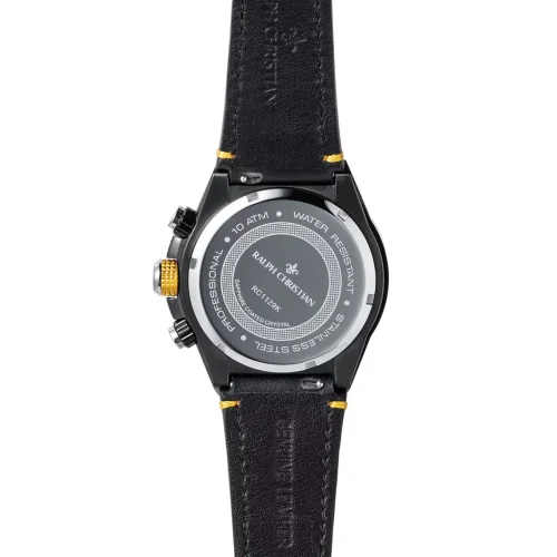 Relógio de homem Ralph Christian preta com pulseira de couro The Delta Chrono - Black 45MM