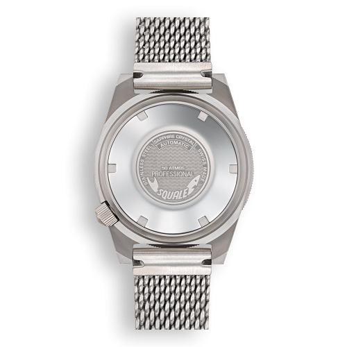 Strieborné pánske hodinky Squale s oceľovým pásikom 1521 Black Blasted Mesh - Silver 42MM Automatic