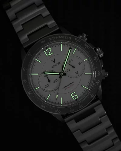 Ασημί ανδρικό ρολόι Vincero με ατσάλινο λουράκι The Apex Silver/Black 42MM