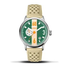 Montre Ferro & Company pour hommes en argent avec bracelet en cuir Race Master Automatic Green 39MM Automatic