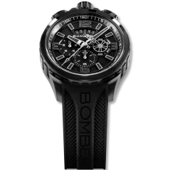 Čierne pánske hodinky Bomberg Watches s gumovým pásikom DEEP BLACK 45MM