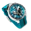 Stříbrné pánské hodinky Bomberg s gumovým páskem RACING 4.9 Blue 45MM