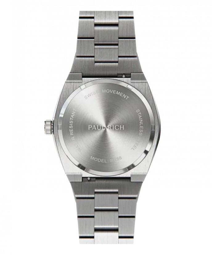 Men's silver Paul Rich watch with steel strap Frosted Star Dust Arctic Waffle - Silver 45MM